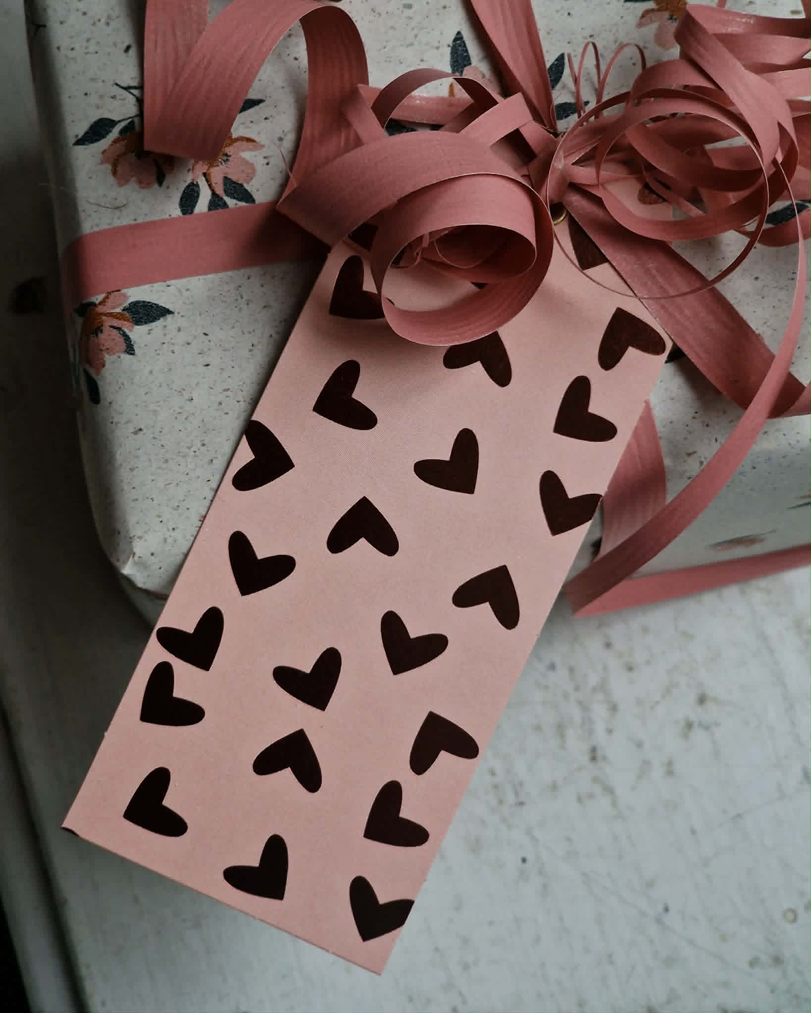 Paketkort hjärta, pink - Sköna ting