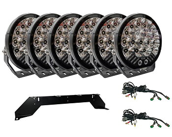 LED-Extraljuspaket  "Rallysexa" V-Sight Roadking 9" med fäste och kablage