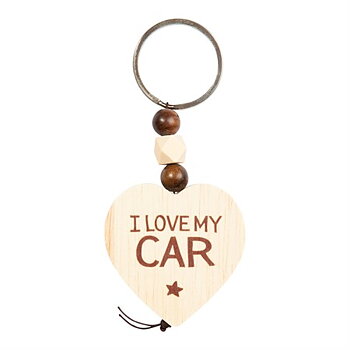 Nyckelring, Wooden heart - I Love My Car
