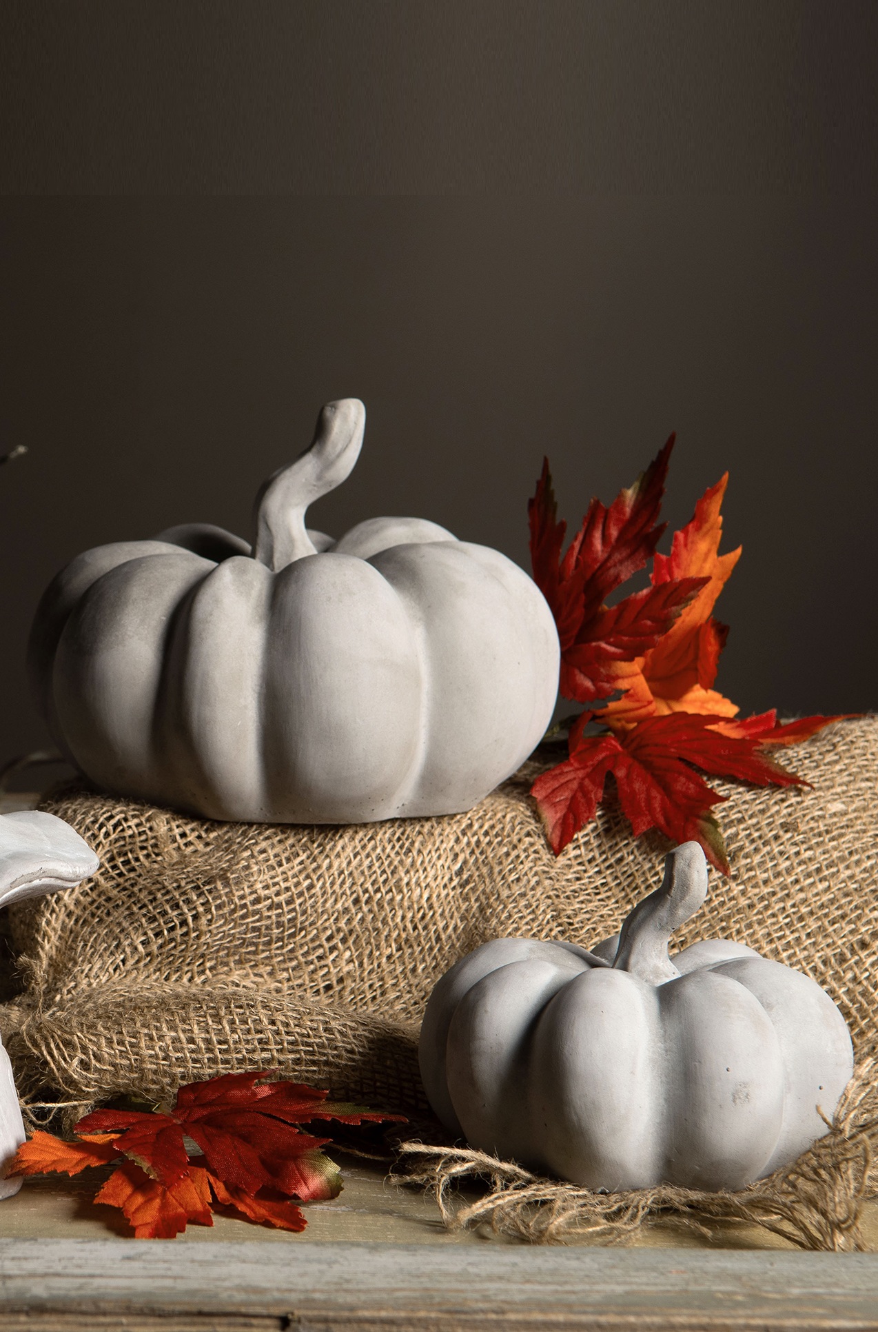 Pumpkin - Grey - Cement/Concrete - 11.5x9 cm - 7
