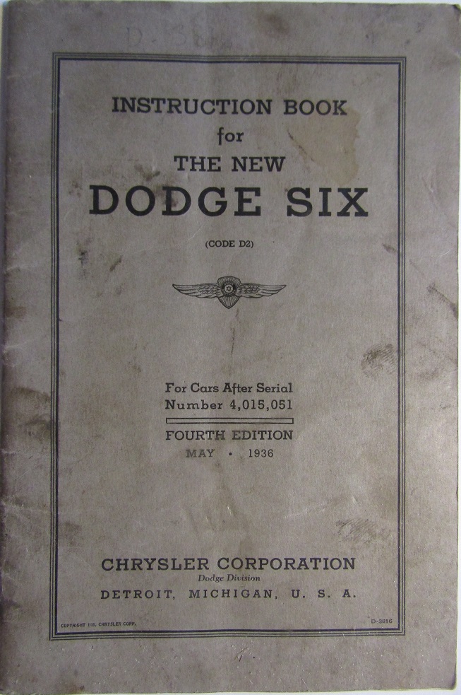 1936 Dodge Six D2 Instruction Book