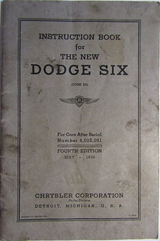 1936 Dodge Six D2 Instruction Book