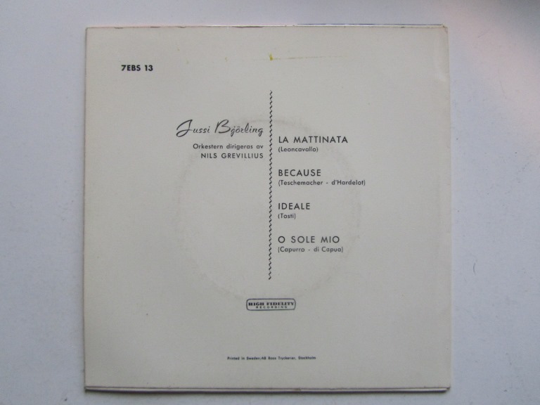 Jussi Björling ‎– La Mattinata EP - 2