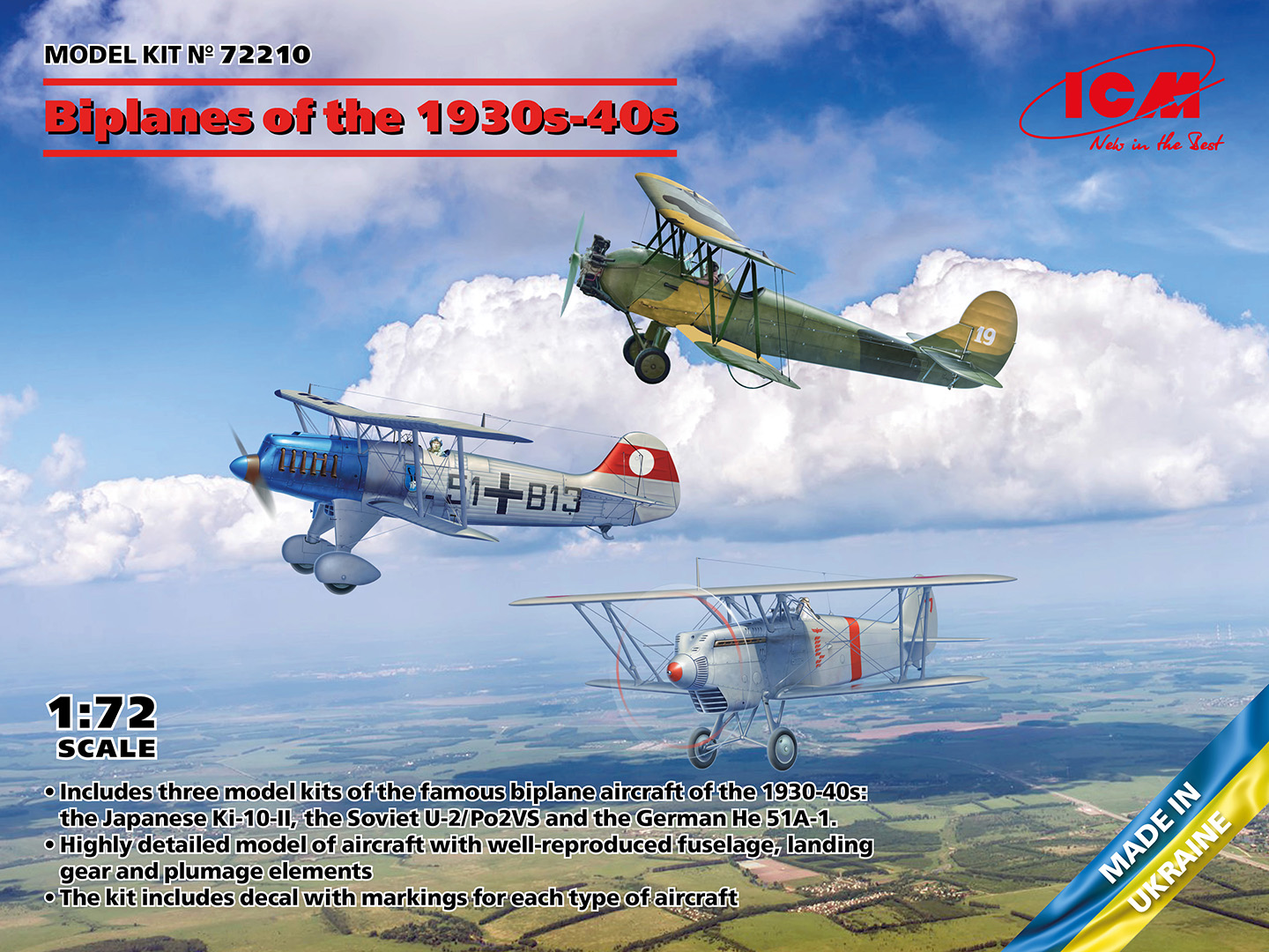 1/72Biplanes of the 1930s and 1940s (Не-51A- 1, Ki-10-II, U-2/Po-2VS)