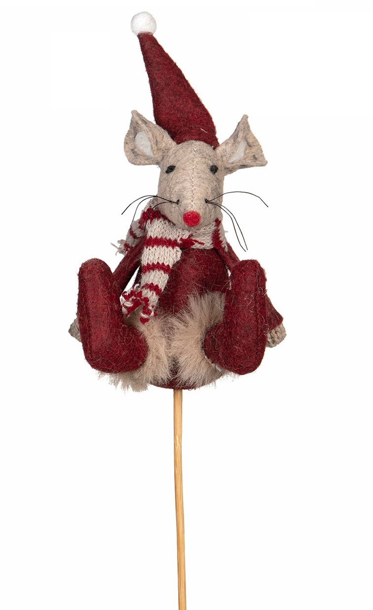 Mice - Christmas mice - Sticks - Fabric - 9x20 cm - 1 piece - 3