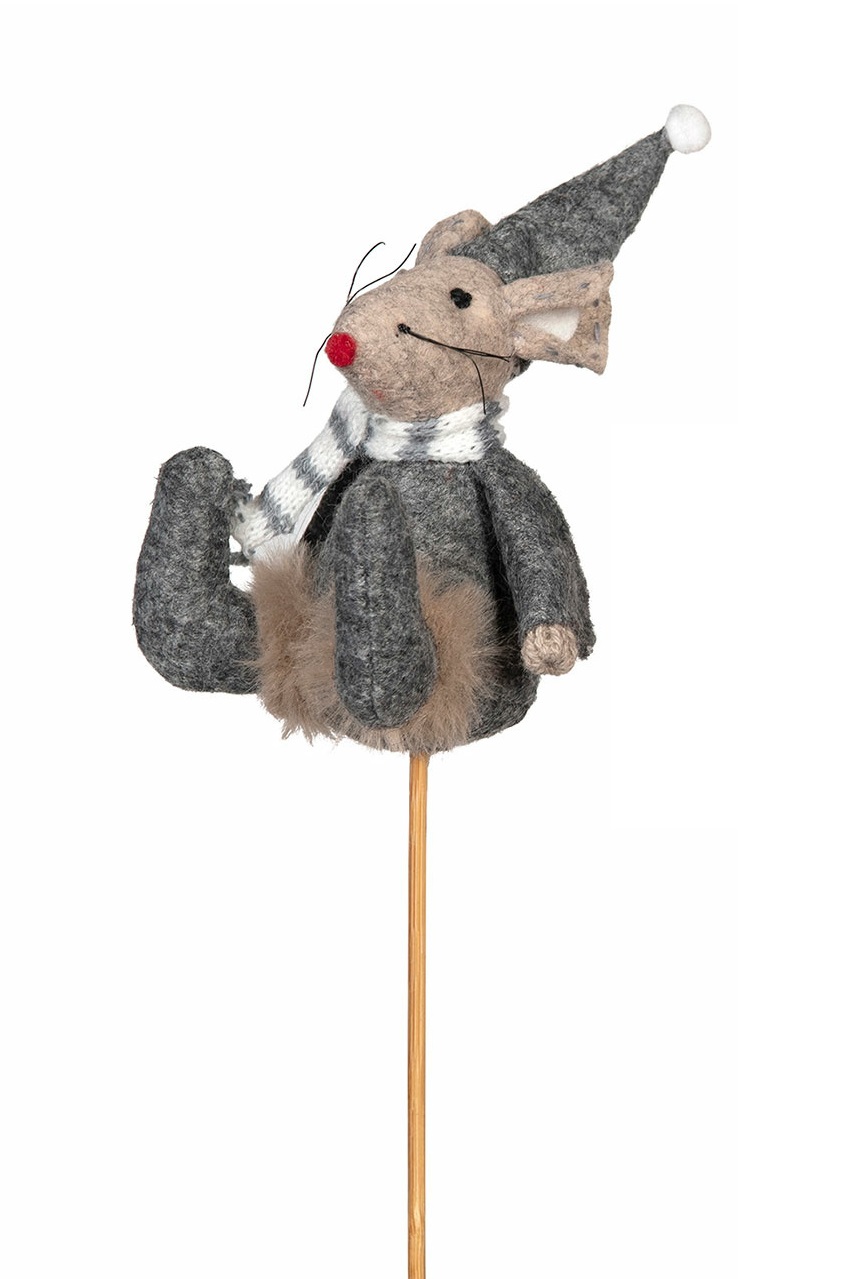 Mice - Christmas mice - Sticks - Fabric - 9x20 cm - 1 piece - 2