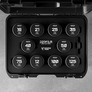 DZOFILM Vespid Prime Cine 10-Lens Kit-- 12/16mm T2.8+21/25/35/40/50/75/100/125mm T2.1 PL+EF mount