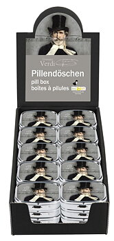 Pilleæsker med spejl, Giuseppe Verdi, Borddisplay med 30 stk., TEMA-produkt
