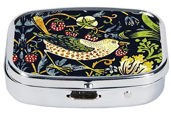 Pilleæsker med spejl, William Morris, Strawberry Thief, Borddisplay med 30 stk.