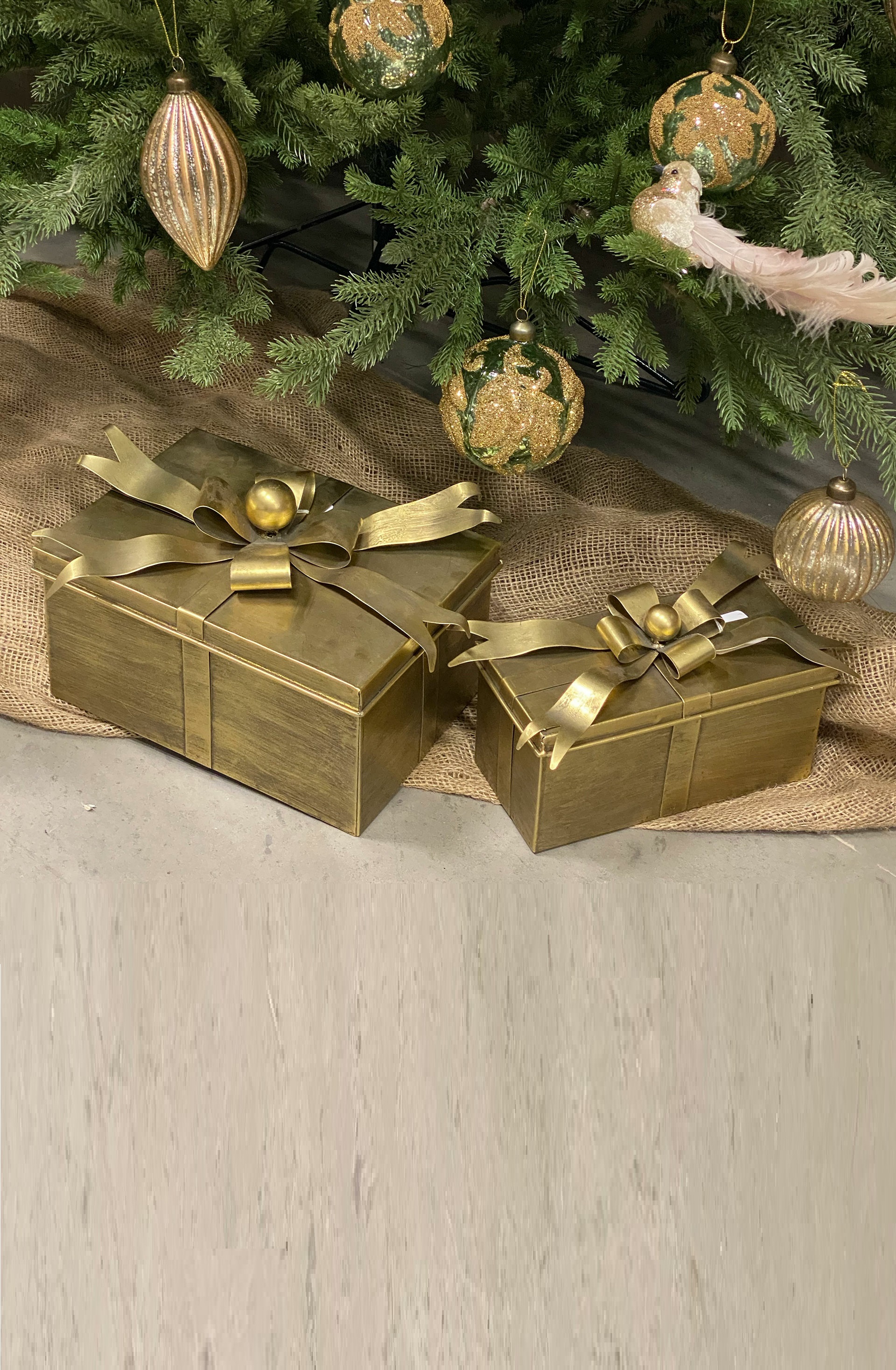 Box/Låda med lock - Paket/Julklapp Antik Mässing - 23x11x13,5 cm - 2
