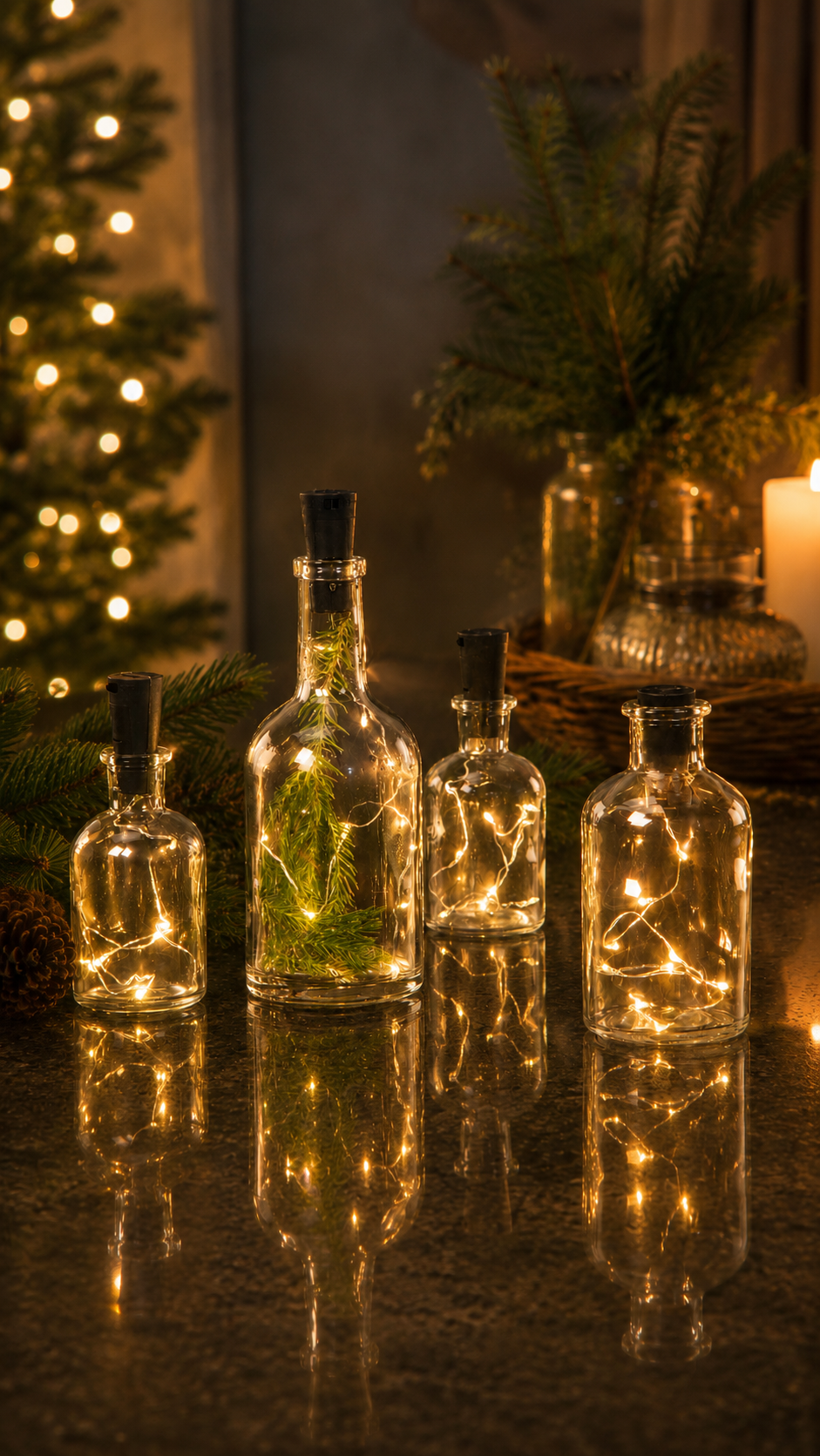 LED string lights/cork/bottle incl. battery - String lights for bottle - Dew Drop