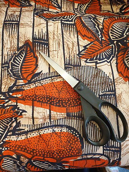 Fabric hand printed cotton aubergine pattern