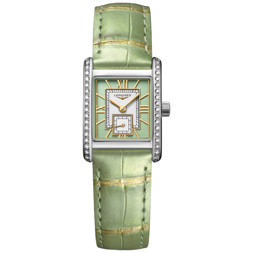 L5.200.0.05.2 Longines Mini DolceVita romerska siffror diamant bezel 21,50 X 29,00  grön