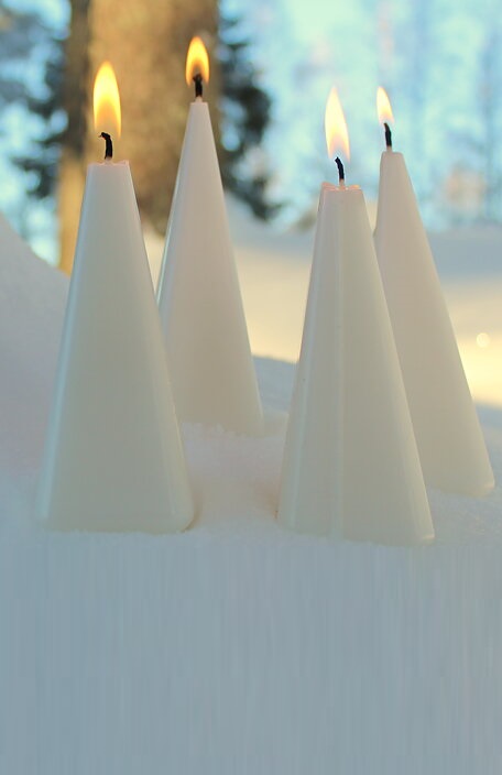 Spruce candle - Diamond candle - Stearin candle Spruce - White - 18 cm - 2-pack - 3