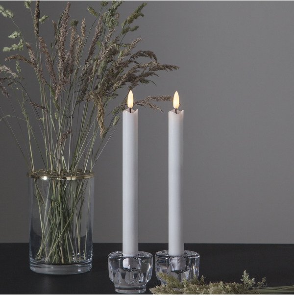LED Antic candle 2-pack Flame, white