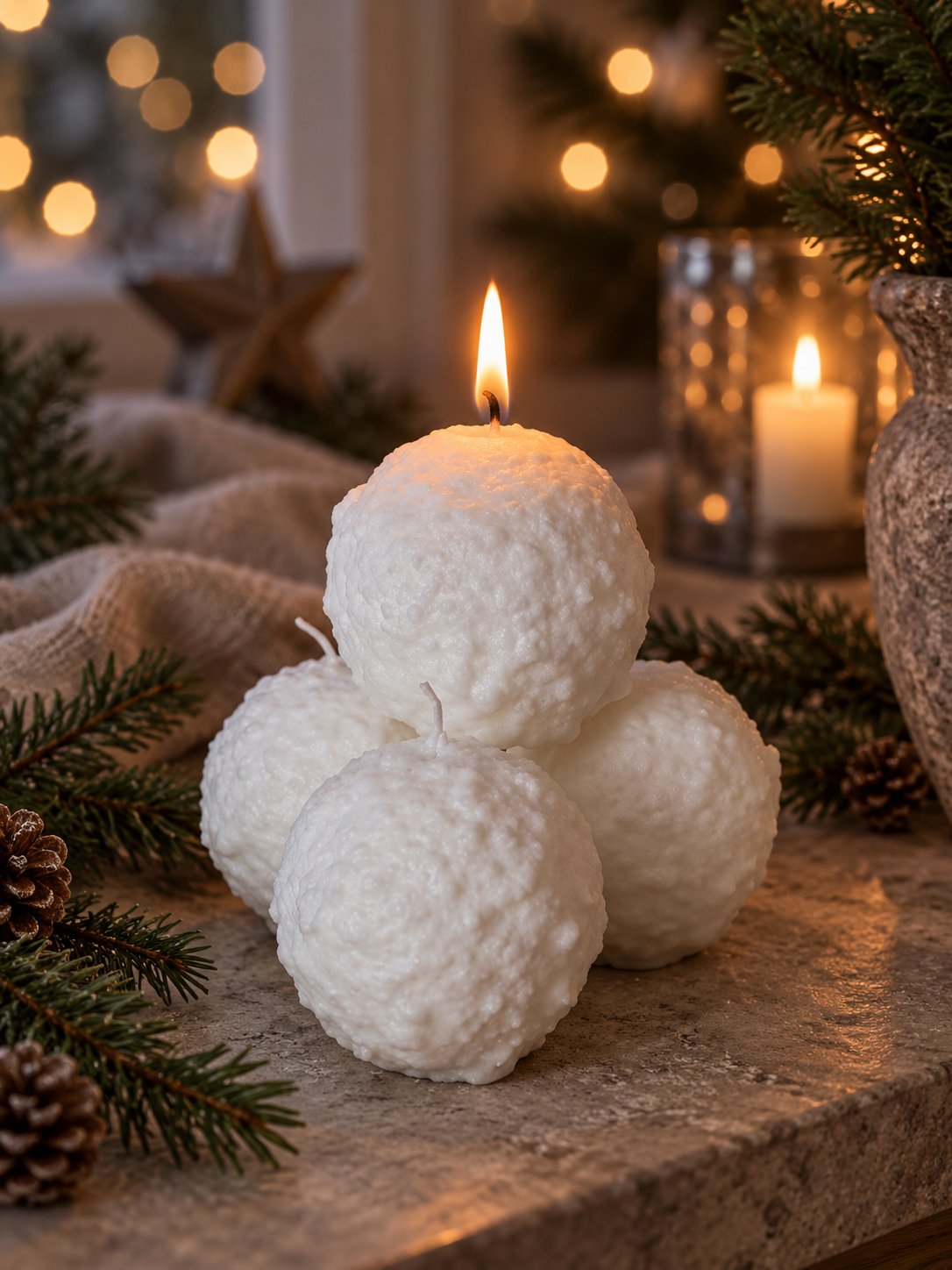 Snowball candle - Candle Snowball - 8.5 cm - Large - 11