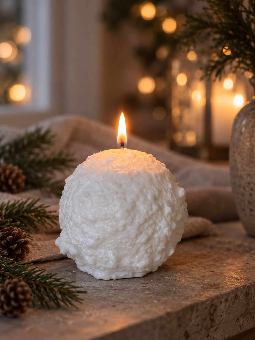 Snowball candle - Candle Snowball - 8.5 cm - Large