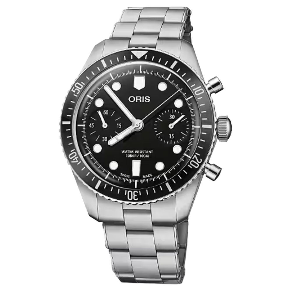 01 771 7791 4054-07 8 20 18 Oris Divers Sixty-Five Chronograph 40 svart