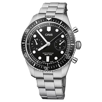 01 771 7791 4054-07 8 20 18 Oris Divers Sixty-Five Chronograph 40 svart