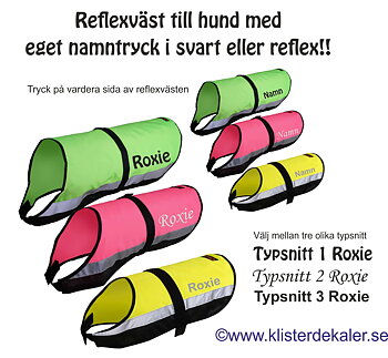 Reflexväst till hunden. med EGET NAMN i reflextryck