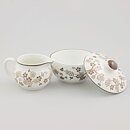 Jackie Lynd (Japonica 1977) Creamer and Sugar Bowl with Brown Flowers