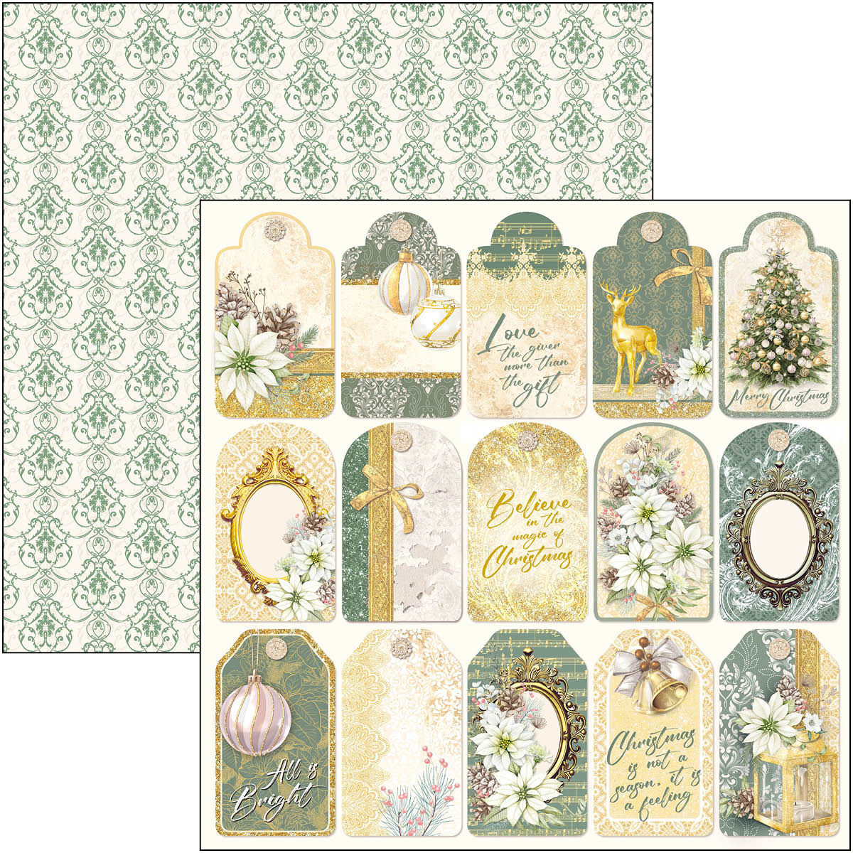 Ciao Bella - SPARKLING CHRISTMAS - PAPER PAD 12"X12" - 12 olika dubbelsidiga ark - 7