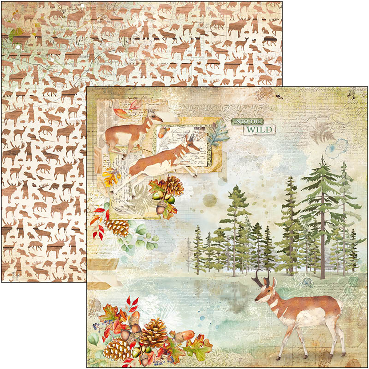 Ciao Bella - INTO THE WILD - PAPER PAD 12"X12" - 12 olika dubbelsidiga ark - 3