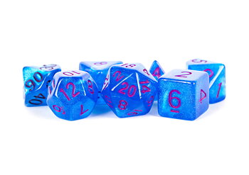 16mm Acrylic Poly Set Stardust Blue w/ Purple Numbers