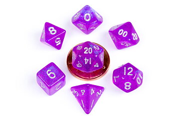 10mm Mini Stardust Acrylic Poly Dice Set Purple