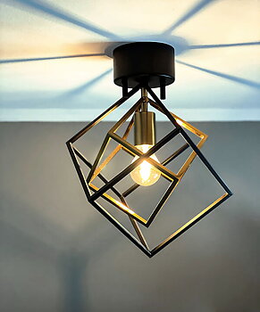 CUBES plafond, svart/matt mässing - Aneta Lighting