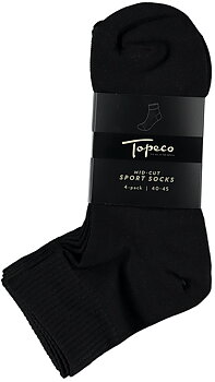 4-Pack Topeco Mens Sport Quarter Socks