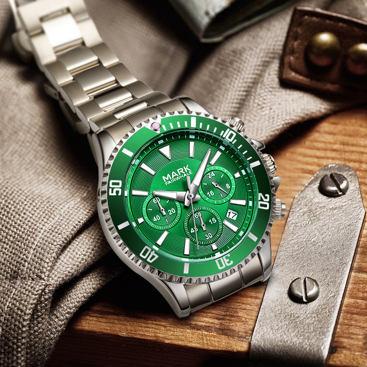 Mark Fairwhale Draco Silver Green Steel - 3