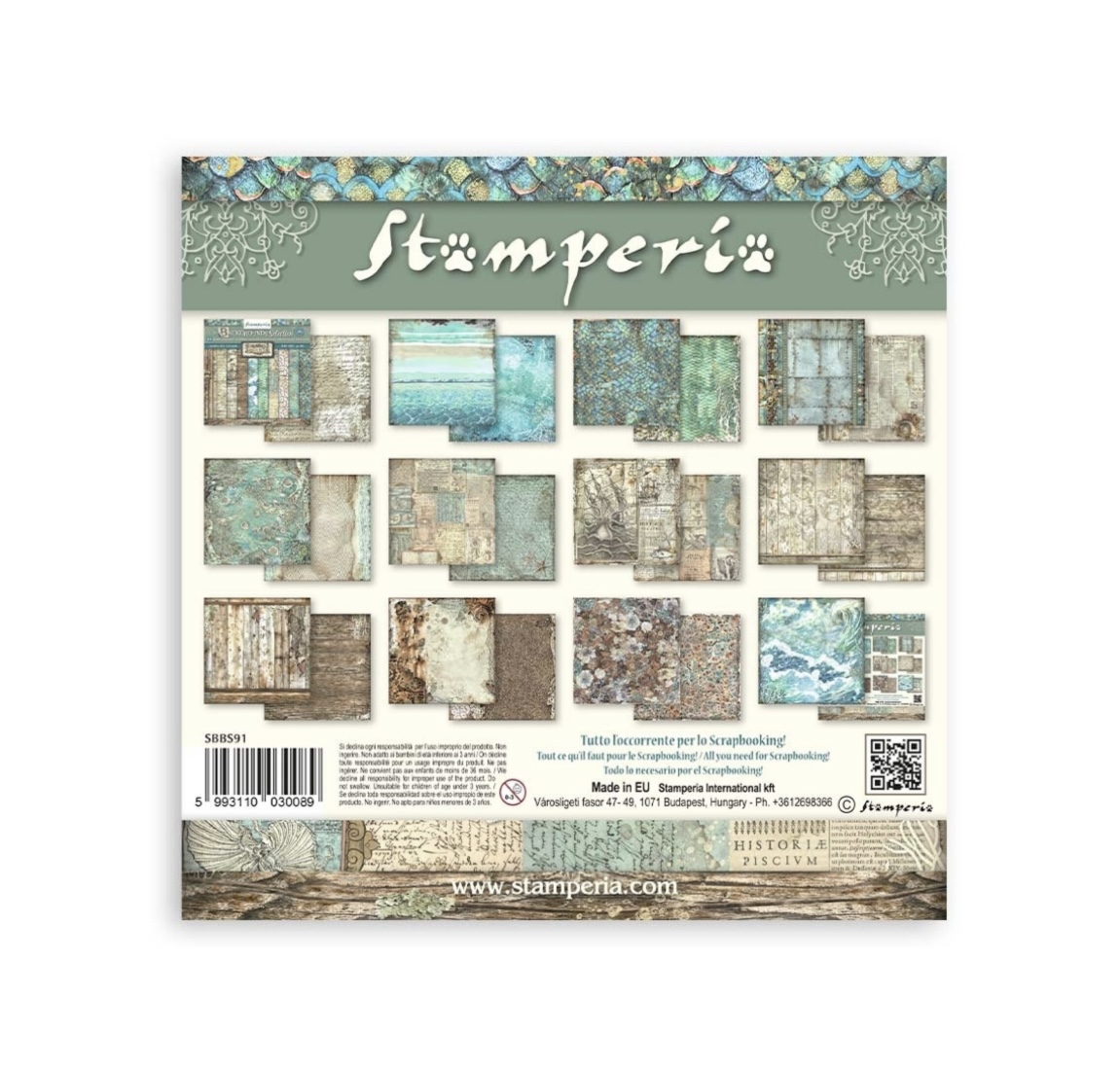 Stamperia Paper Pad 8X8 - Songs of the Sea Backgrounds  - 2