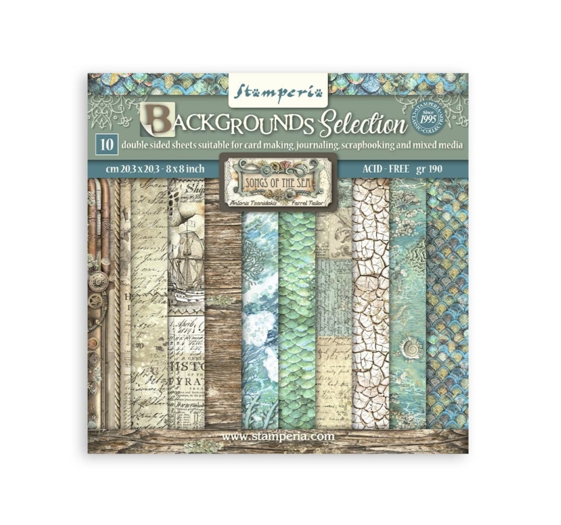 Stamperia Paper Pad 8X8 - Songs of the Sea Backgrounds 
