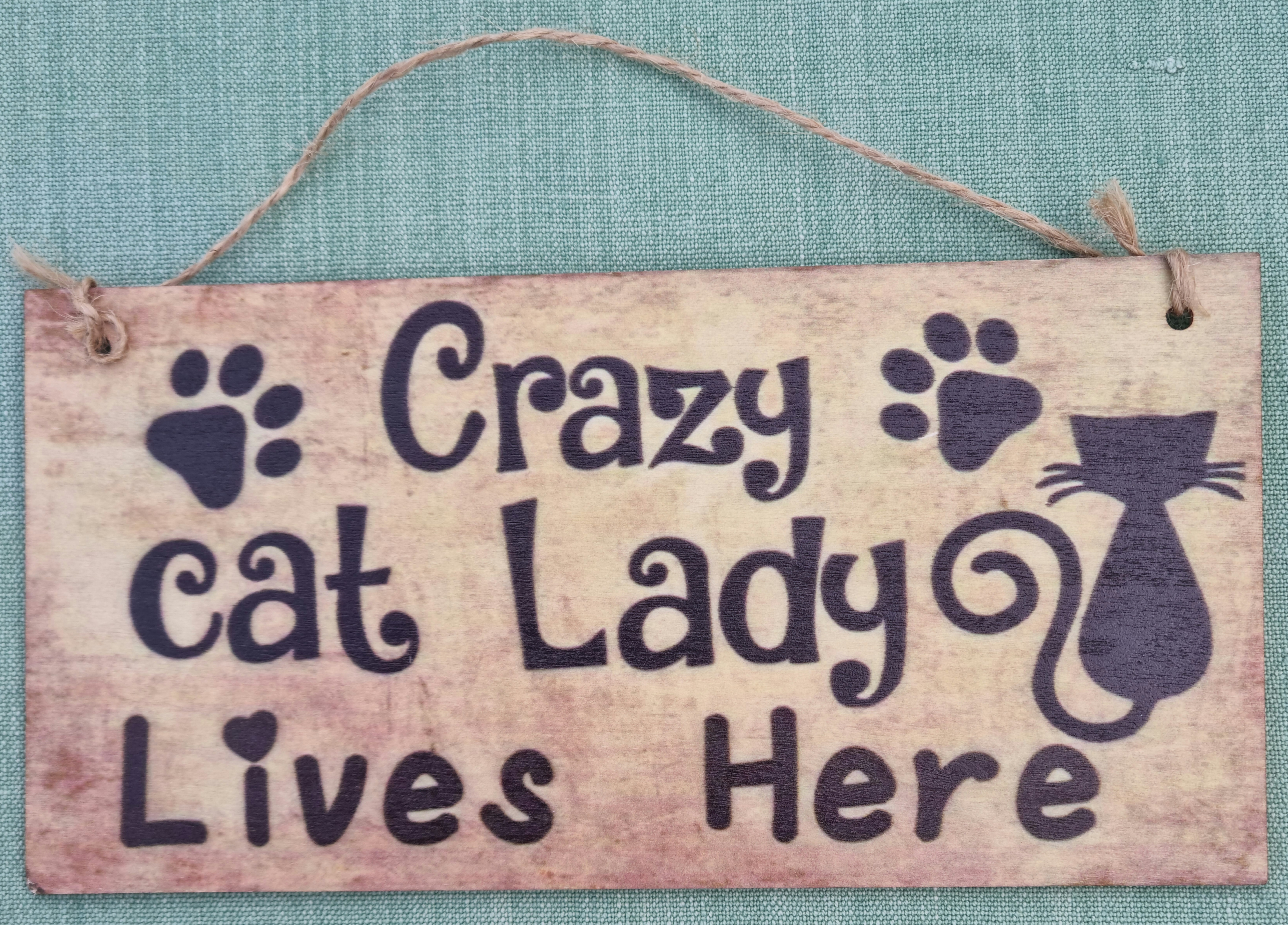 Skylt "Crazy cat lady lives here"