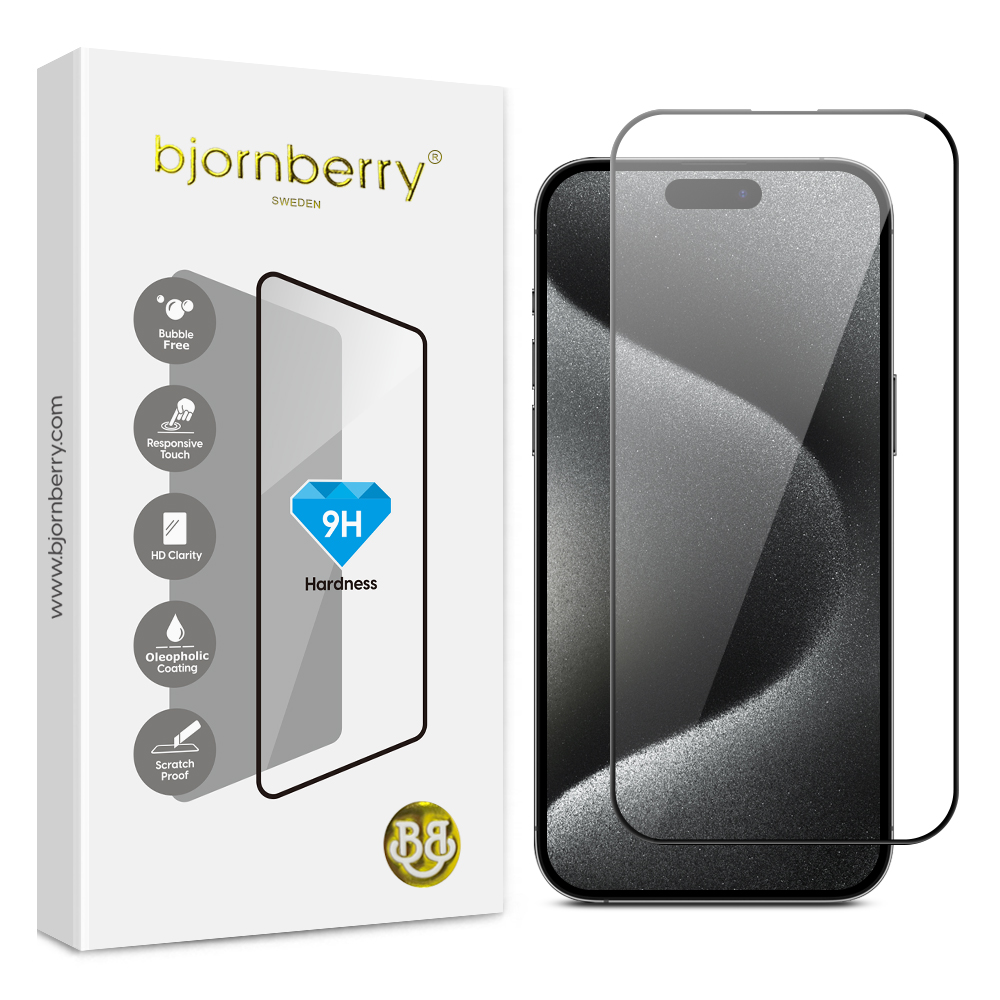 Bjornberry iPhone 15 Pro - Tempered Glas Screen Protector
