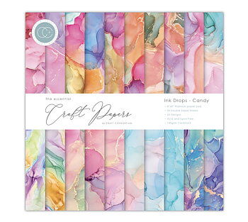 Craft Consortium Essential Craft Papers - 8x8 inch Paper pad Ink Drops Candy