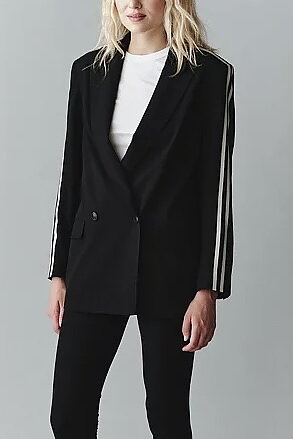 Penn & Ink NY  - Logan Stripe Blazer Black Sand