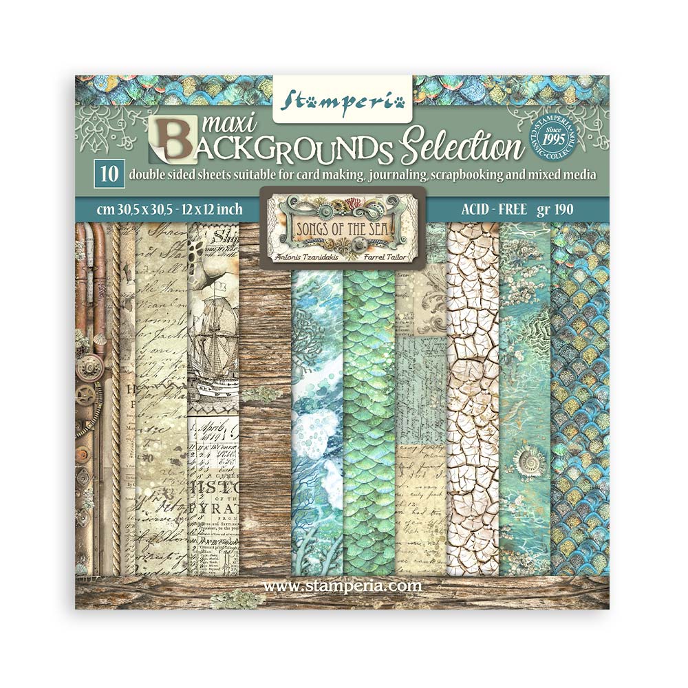  Stamperia Paper Pad 12x12 -Maxi Background selection -Songs of the Sea