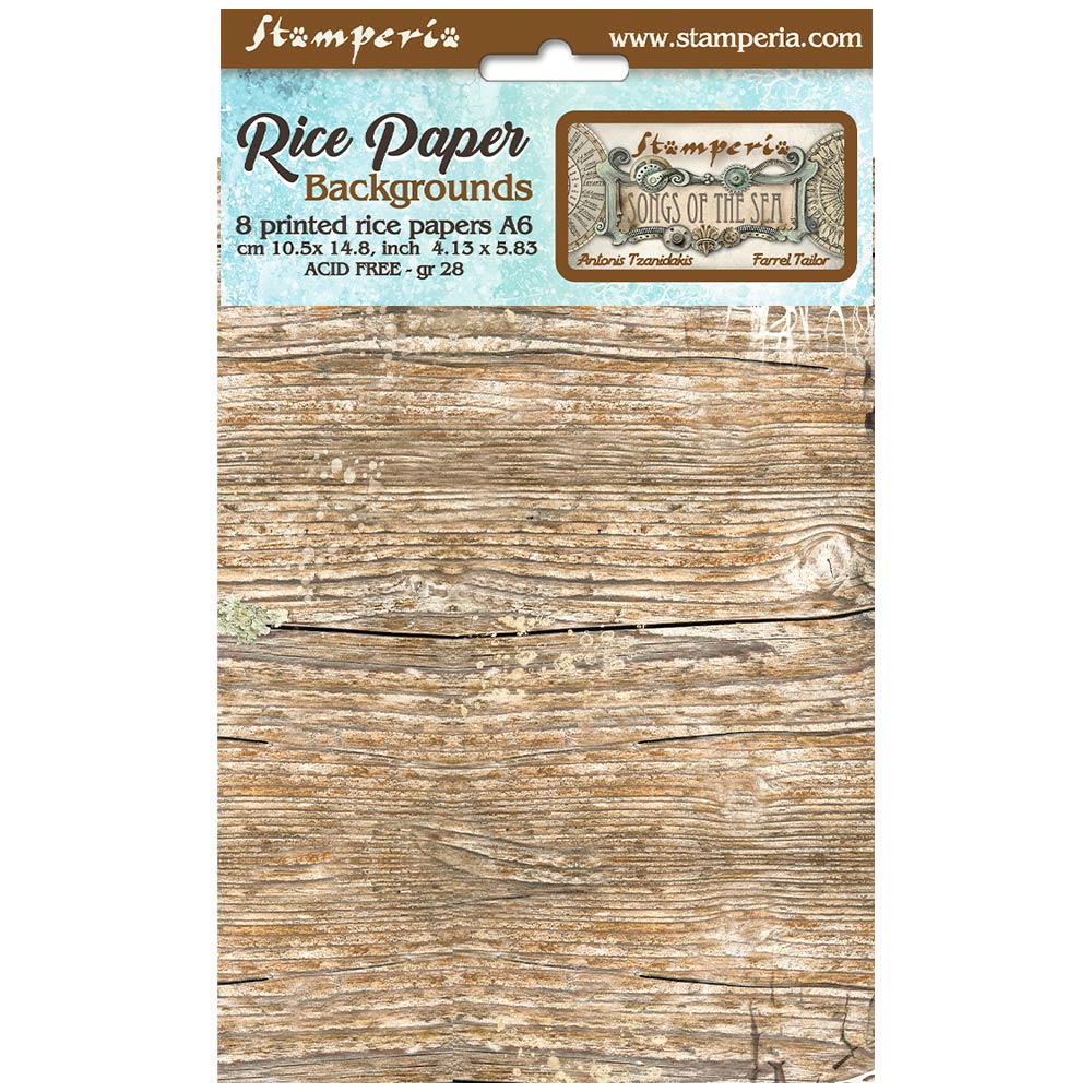 Stamperia  A6 backgrounds Selection 8 Rice paper -Songs of the Sea