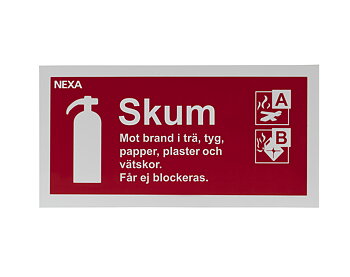 Typskylt för skumsläckare 10 x 20 cm