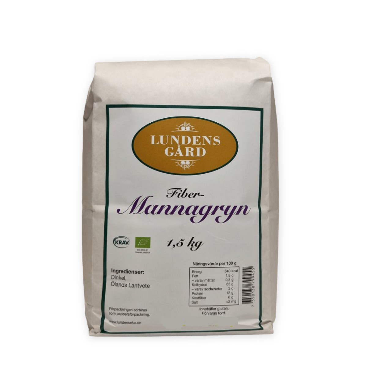 Mannagryn KRAV 1,5 kg, Lundens Eko