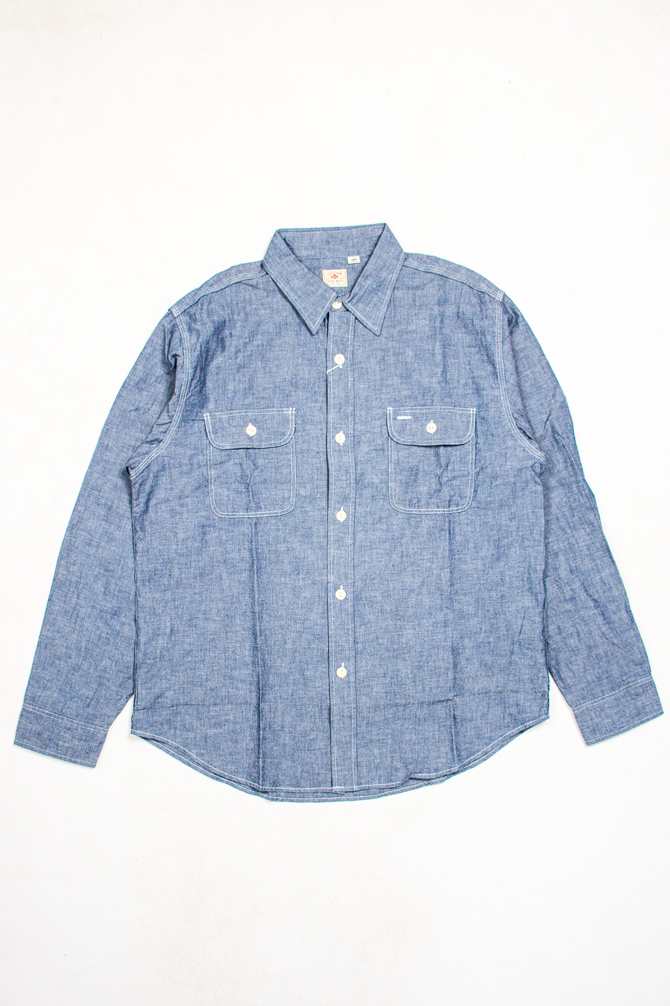Sugar Cane - Chambray L/S Work Shirt Blue - Göteborg Manufaktur