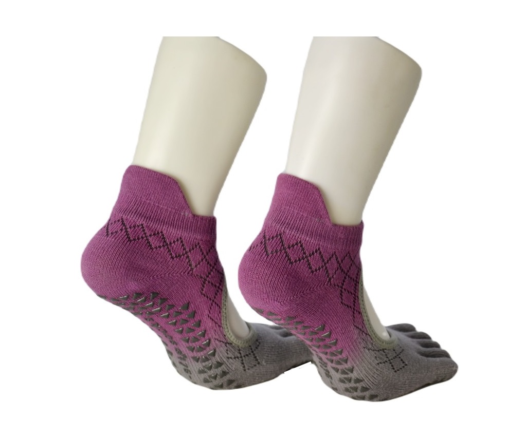 TSHAOUN 3 paar antislip yogasokken, pilatesokken, voor dames, sportsokken met vijf tenen voor ballet, fitness, 3 kleuren., 36-38 EU