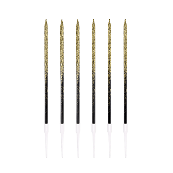 Tårtljus Svarta Guldglitter 6-pack