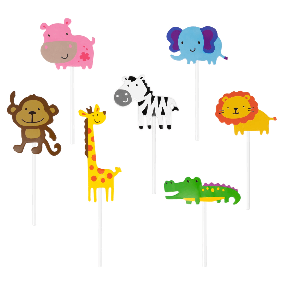 Cake picks Djur Färgglada 7-pack