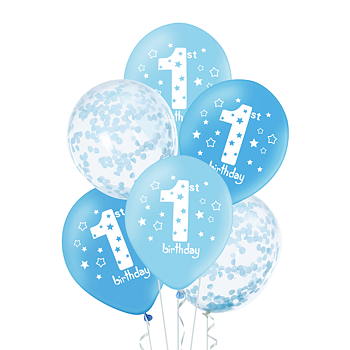 Ballongbukett Ljusblå 1 årskalas