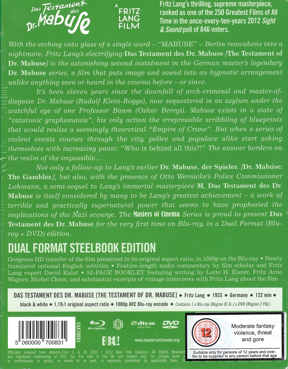 Das Testament Des Dr. Mabuse (Steelbook) (ej svensk text) (Blu-ray + DVD) - 2
