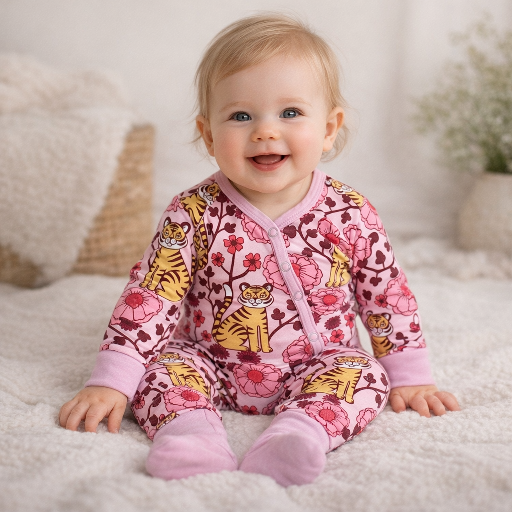 Babydress ”Retro tiger” rosa stl.92
