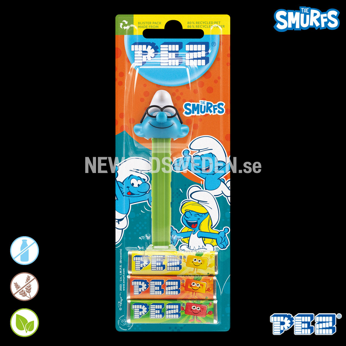 PEZ Dispenser BRAINY SMURF + Candy - The Smurfs Collectors - PE17 - 2